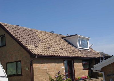 Roof fully cleaned and treated with an anti-fungacide wash (scaffold taken down)