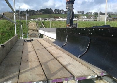 Drips nailed into place, ready for torching