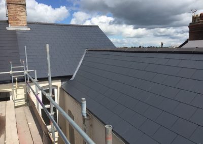 Finished roofing project in Taunton using Marley Eternit man-made slate and Marlet Eternit dry ridge system